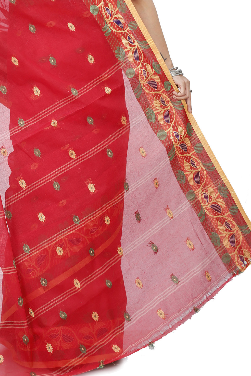 Red Pure Cotton Govindi Tant Saree (940)